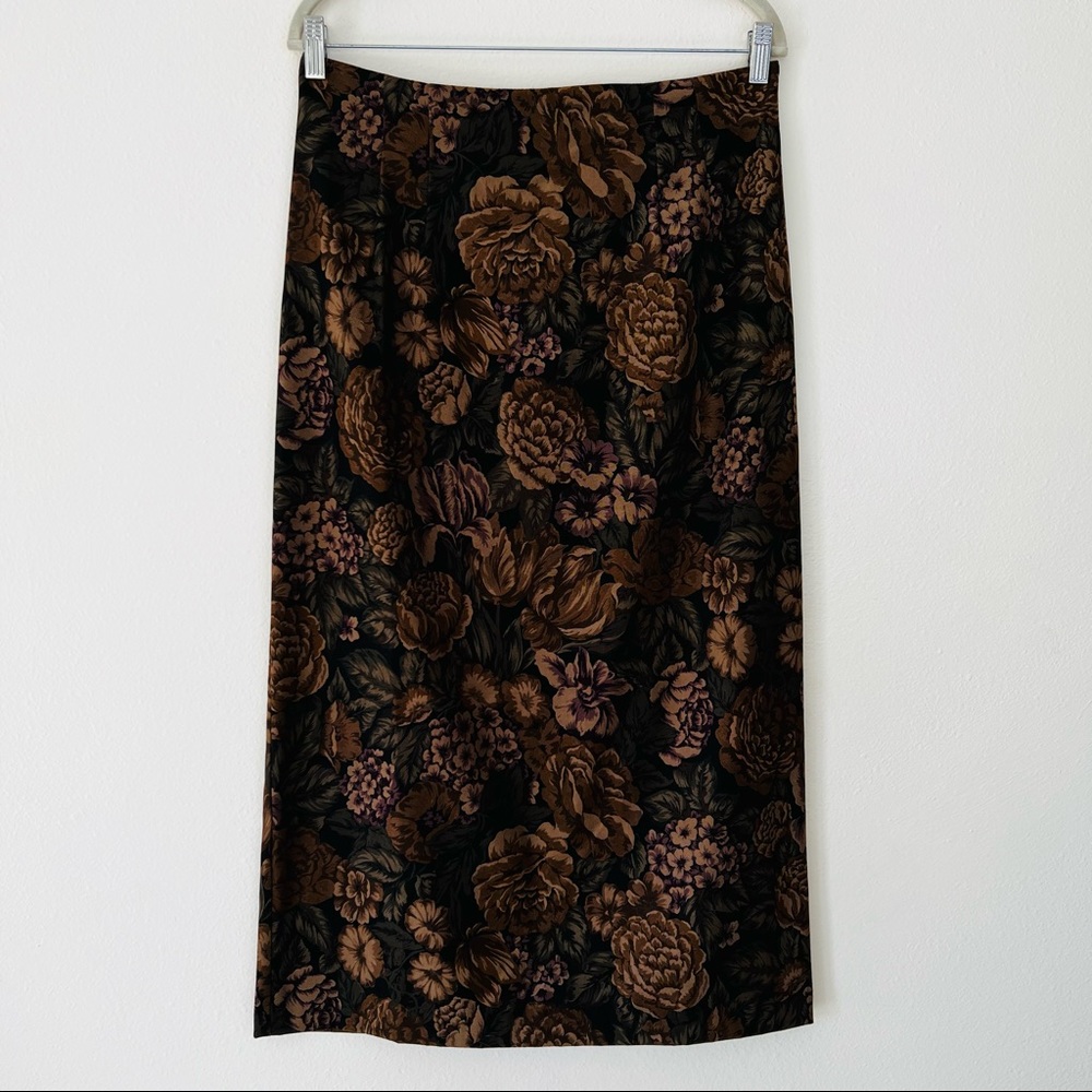 Briggs New York vintage floral print boho lined pencil midi skirt - Picture 4 of 8